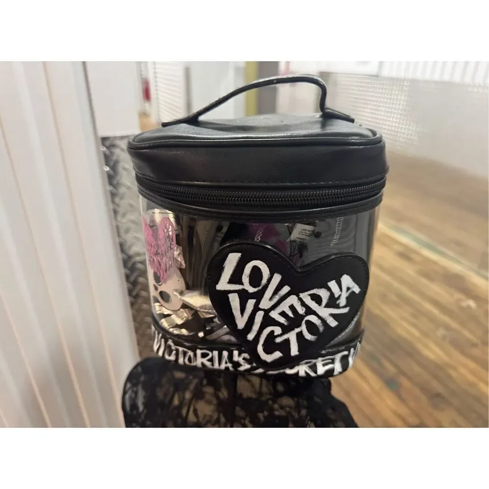 Victoria’s Secret graffiti heart wings VS make up bag/train case